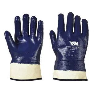 Guanti Blue con Manichetta Spalmati in Nitrile | Codice NM-WFMN