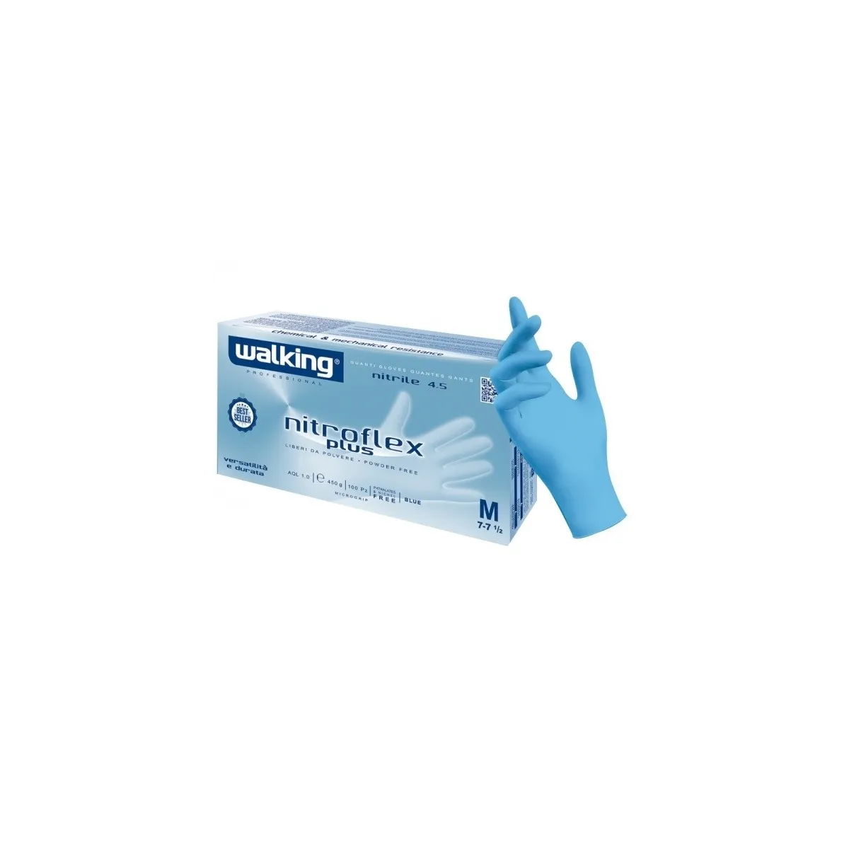 Guanti Monouso In Nitrile Walking Nitroflex Plus (Conf. 100 Pz) | Codice 2139