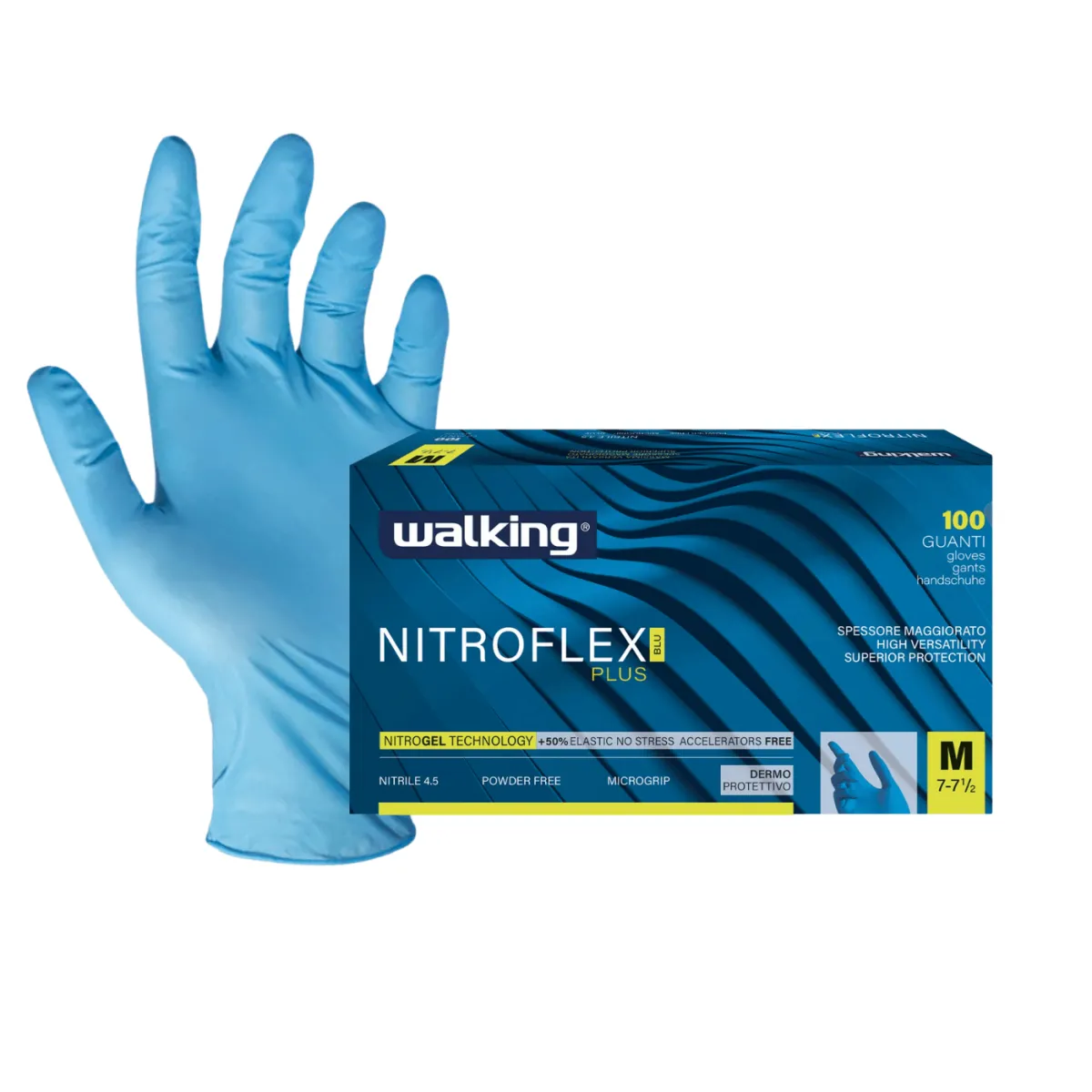 Guanti Monouso In Nitrile Walking Nitroflex Plus (Conf. 100 Pz) | Codice 2139