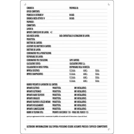 Cartello Concessione Edilizia in Polionda - Misura 80x60 | Codice 5264052