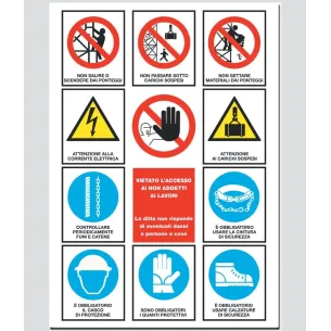 Cartello Informativo Edilizia 12 Simboli in Polionda - Misura 70x100 | Codice 5263934