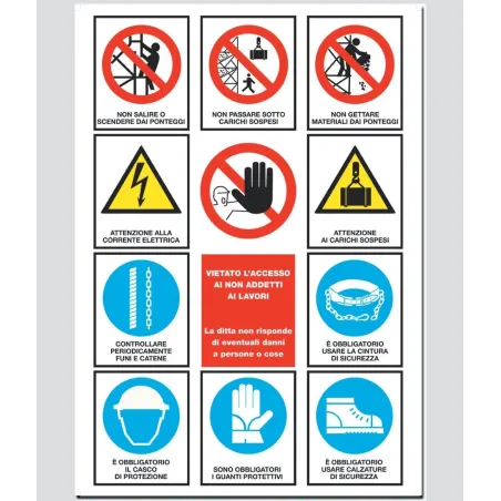 Cartello Informativo Edilizia 12 Simboli in Polionda - Misura 70x100 | Codice 5263934