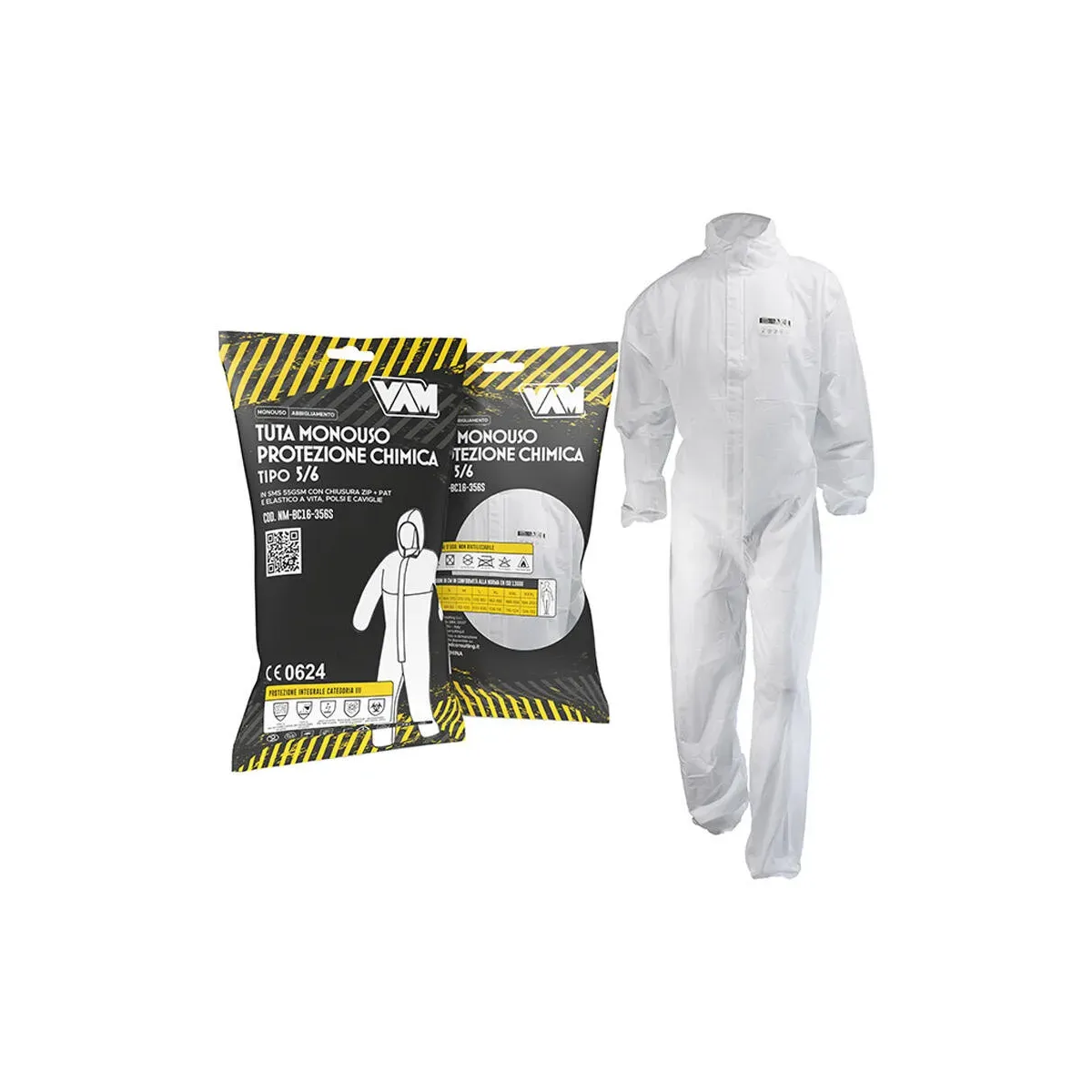 Tuta Protezione Chimica 5B-6B VAM in PLP+PE 65 gsm Antistatica DPI III
