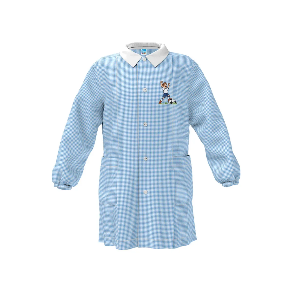 Grembiule Asilo Bambino Celeste con Ricamo Pallone