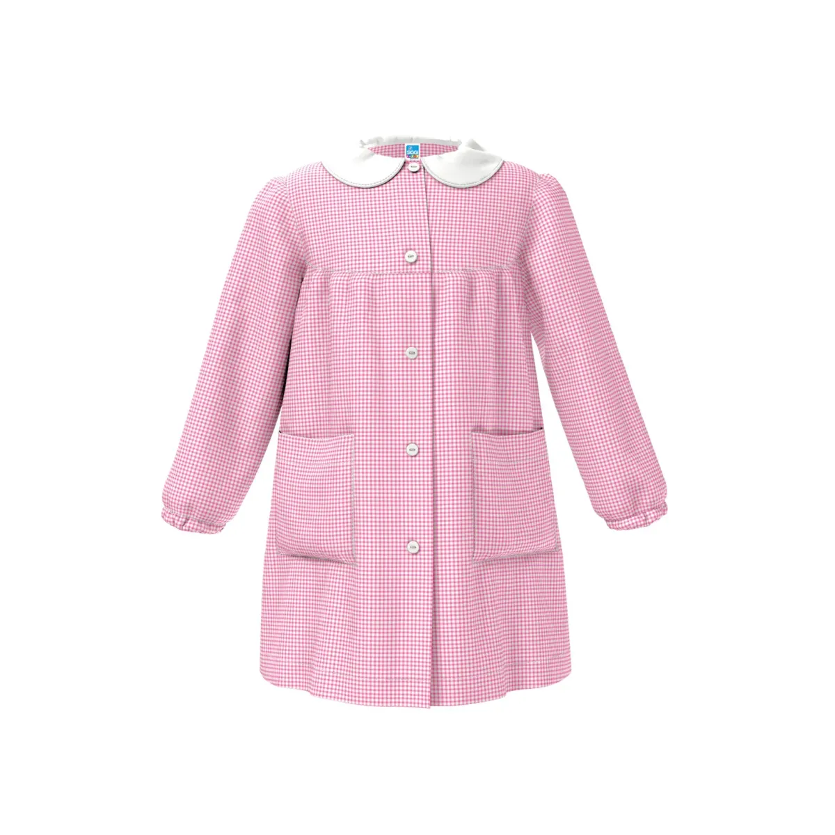 Grembiule Asilo Bimba Rosa con Bottoni Centrali Neutro