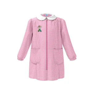 Grembiule Asilo Bimba Rosa con Zip Lunga e Ricamo Ballerina