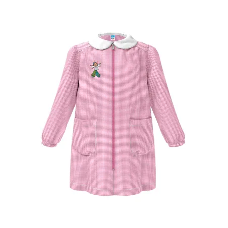 Grembiule Asilo Bimba Rosa con Zip Lunga e Ricamo Ballerina