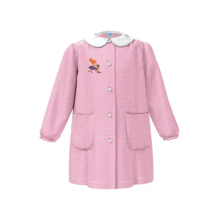 Grembiule Asilo Bambina Rosa con Ricamo Cagnolino