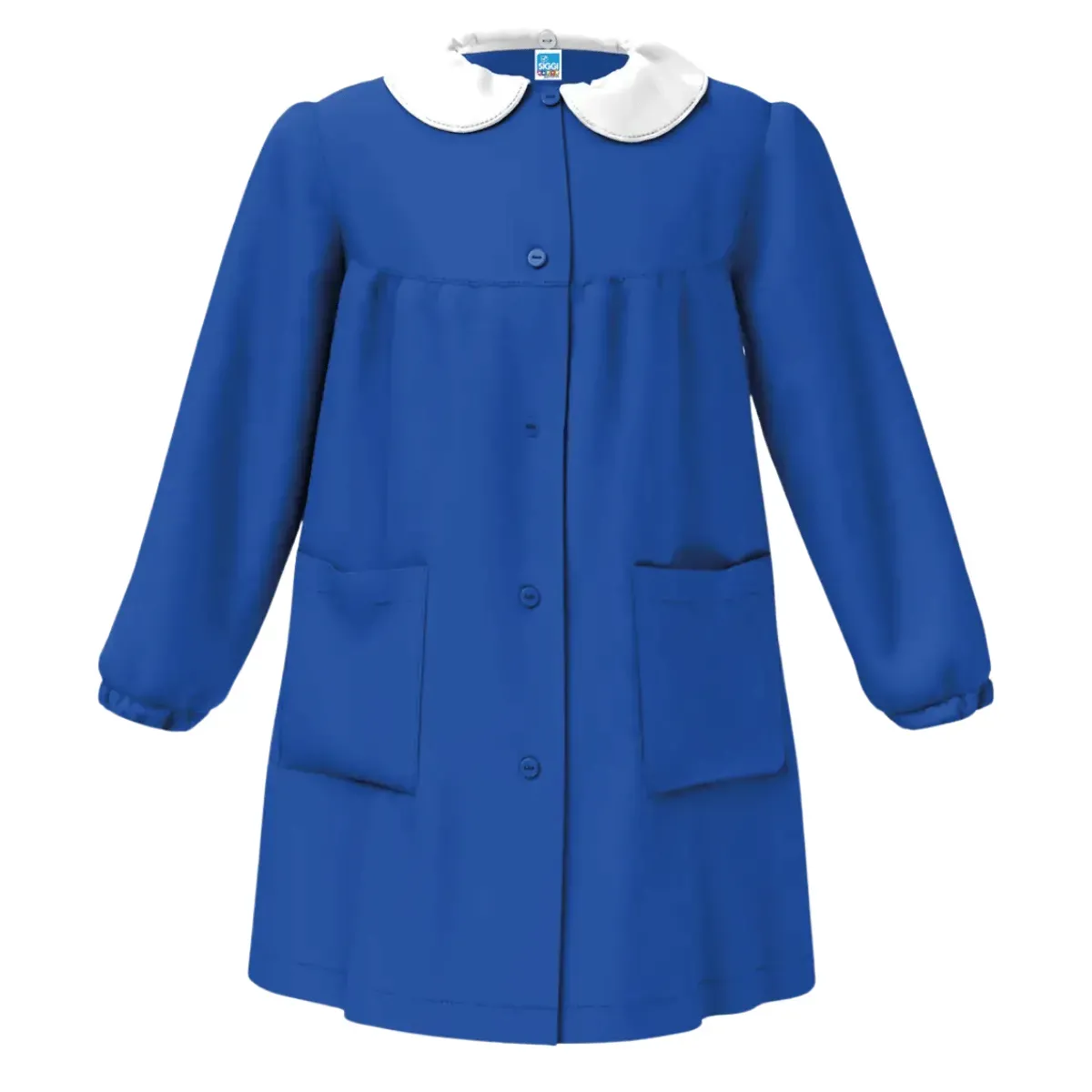 Grembiule Scuola Bimba Blue Royal con Bottoni Centrali