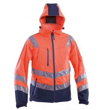 Giacca Fluo ad Alta Visibilità in SoftShell Arancio/Navy | Codice GGXA7414A