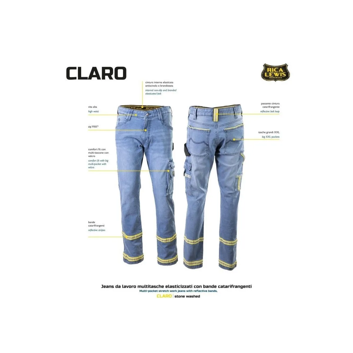 Jeans da Lavoro con Bande Rifrangenti Rica Lewis Claro | Codice CLARO
