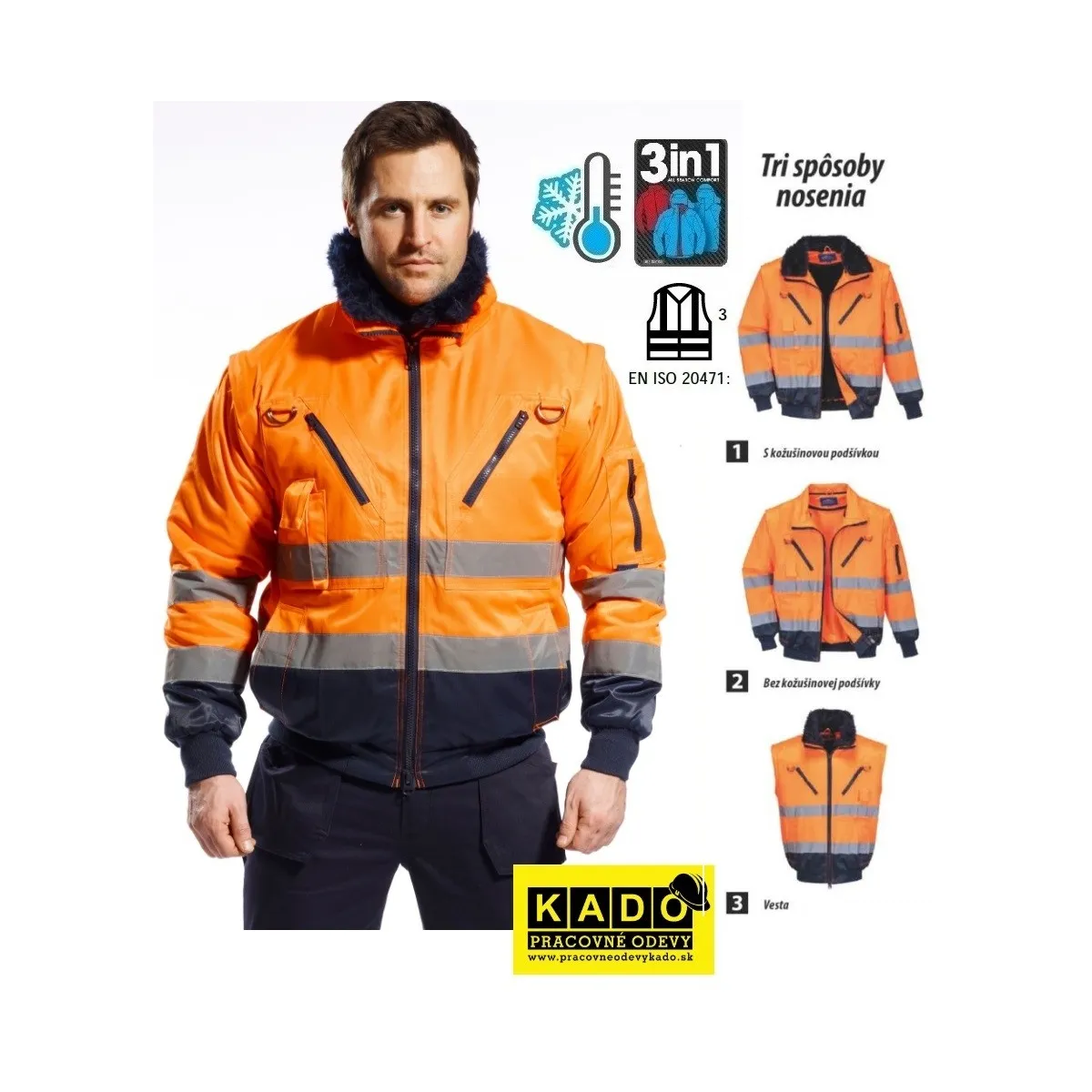 Bomber Alta Visibilità Pilot con Maniche Staccabili | Codice PJ50